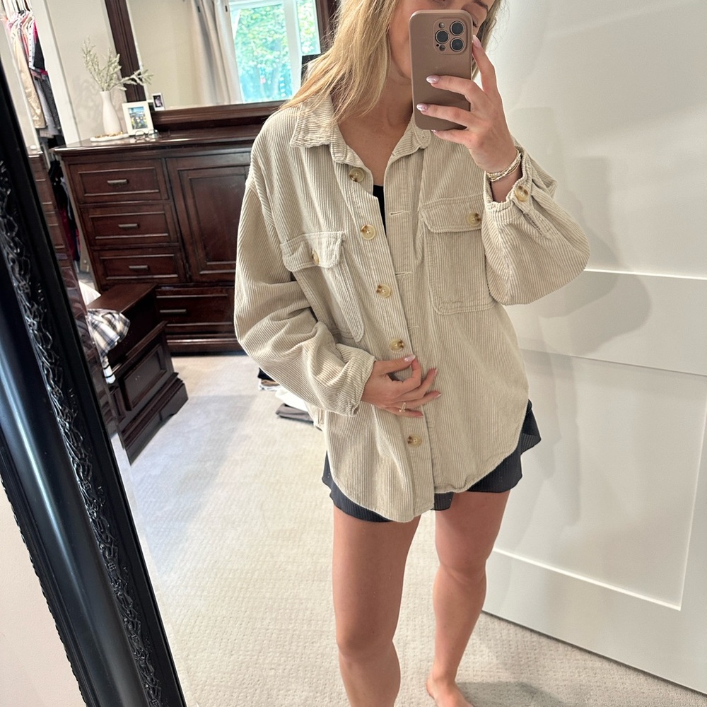 Missguided Cream Corduroy Shirt
